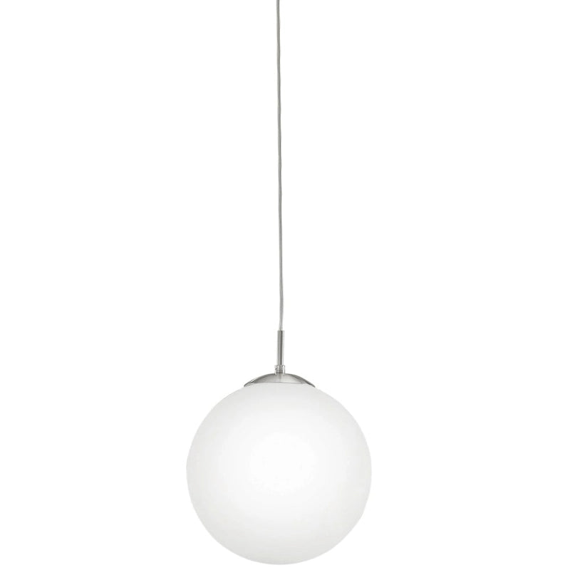 Suspension Eglo Rondo à une lumière, 60 watts, finition nickel mat et verre opale