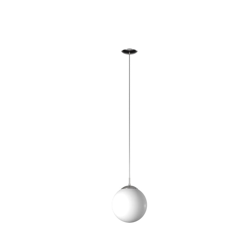 Suspension Eglo Rondo à une lumière, 60 watts, finition nickel mat et verre opale