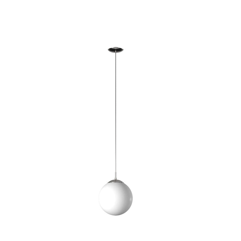 Suspension Eglo Rondo à une lumière, 60 watts, finition nickel mat et verre opale