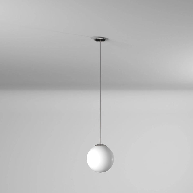 Suspension Eglo Rondo à une lumière, 60 watts, finition nickel mat et verre opale