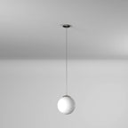 Suspension Eglo Rondo à une lumière, 60 watts, finition nickel mat et verre opale