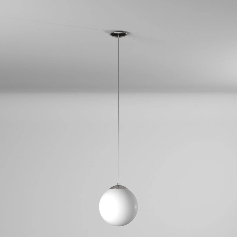 Suspension Eglo Rondo à une lumière, 60 watts, finition nickel mat et verre opale