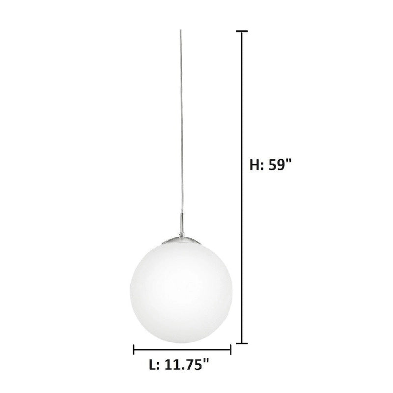 Suspension Eglo Rondo à une lumière, 60 watts, finition nickel mat et verre opale