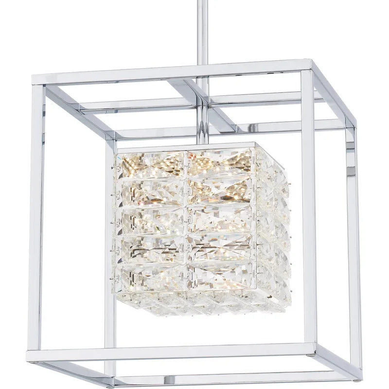 Suspension lumineuse Dazzle intégrée à DEL en chrome poli