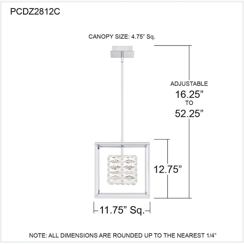 Suspension lumineuse Dazzle intégrée à DEL en chrome poli
