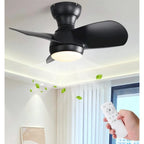 Ventilateur de plafond de chambre de 58 cm (23 pouces) avec 3 couleurs de luminosité réglable, 3 pales en ABS, télécommande, moteur CC, noir, éclairage LED 18 W