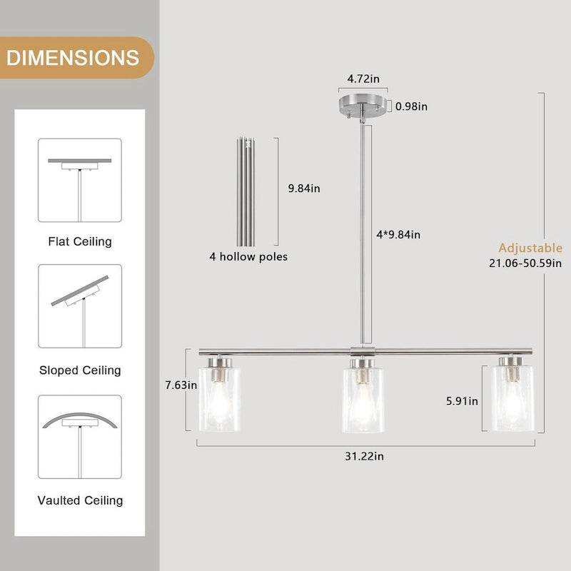 Suspension linéaire moderne à hauteur réglable pour salon, hall d'entrée - Non applicable