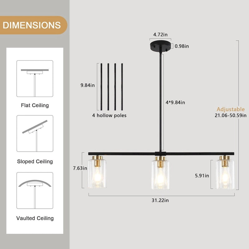 Suspension linéaire moderne à hauteur réglable pour salon, hall d'entrée - Non applicable