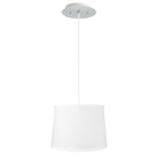 14  W 2 Light Pendant White Linen Shade with Diffuser, White Cord