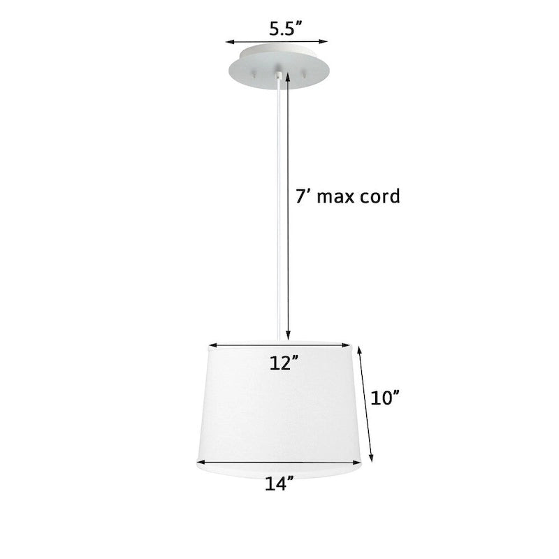 Suspension 14 W à 2 lumières, abat-jour en lin blanc avec diffuseur et cordon blanc