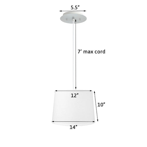Suspension 14 W à 2 lumières, abat-jour en lin blanc avec diffuseur et cordon blanc