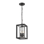 3 Light Geometric Small Mini Rectangle Pendant in Matte Black