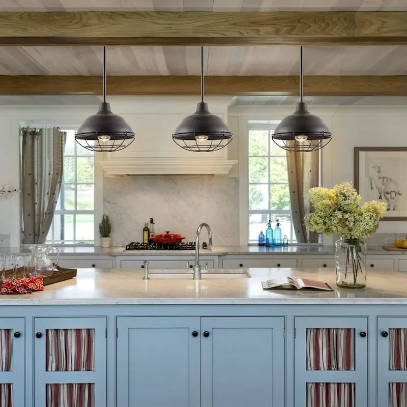 Suspension LED Cora 10.38 à 1 lumière, style industriel, en fer, finition bronze huilé, par JONATHAN Y