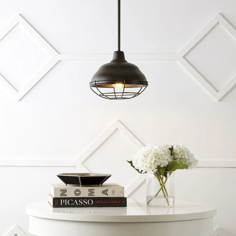 Suspension LED Cora 10.38 à 1 lumière, style industriel, en fer, finition bronze huilé, par JONATHAN Y