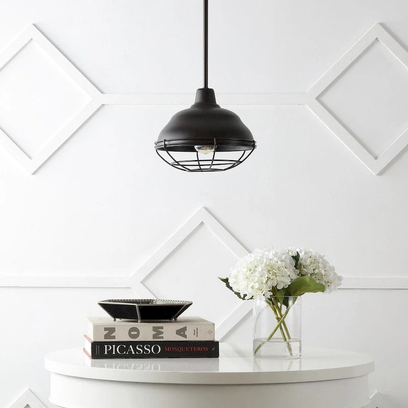 Suspension LED Cora 10.38 à 1 lumière, style industriel, en fer, finition bronze huilé, par JONATHAN Y