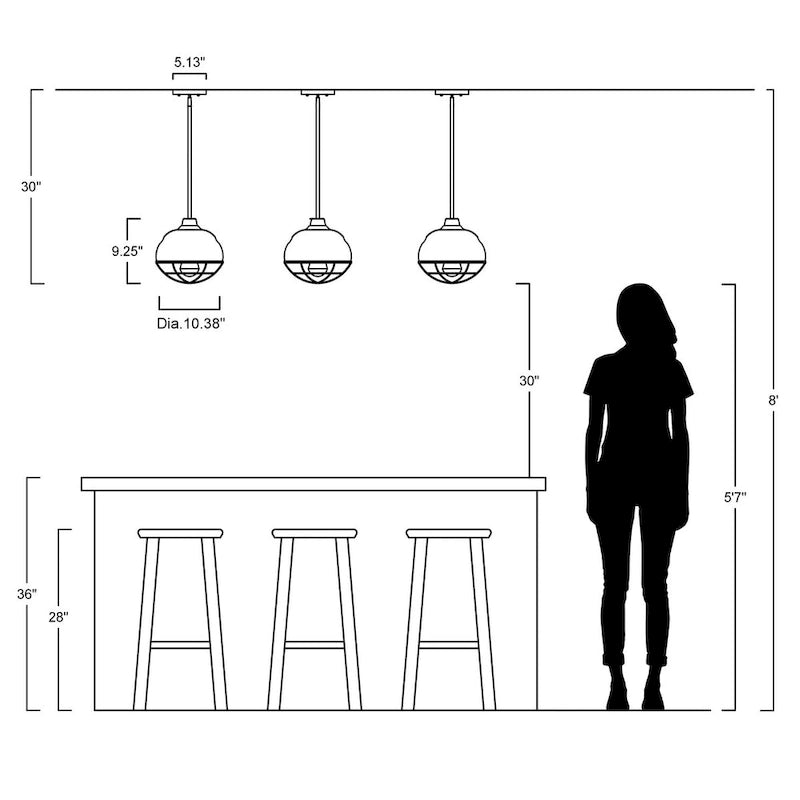 Suspension LED Cora 10.38 à 1 lumière, style industriel, en fer, finition bronze huilé, par JONATHAN Y