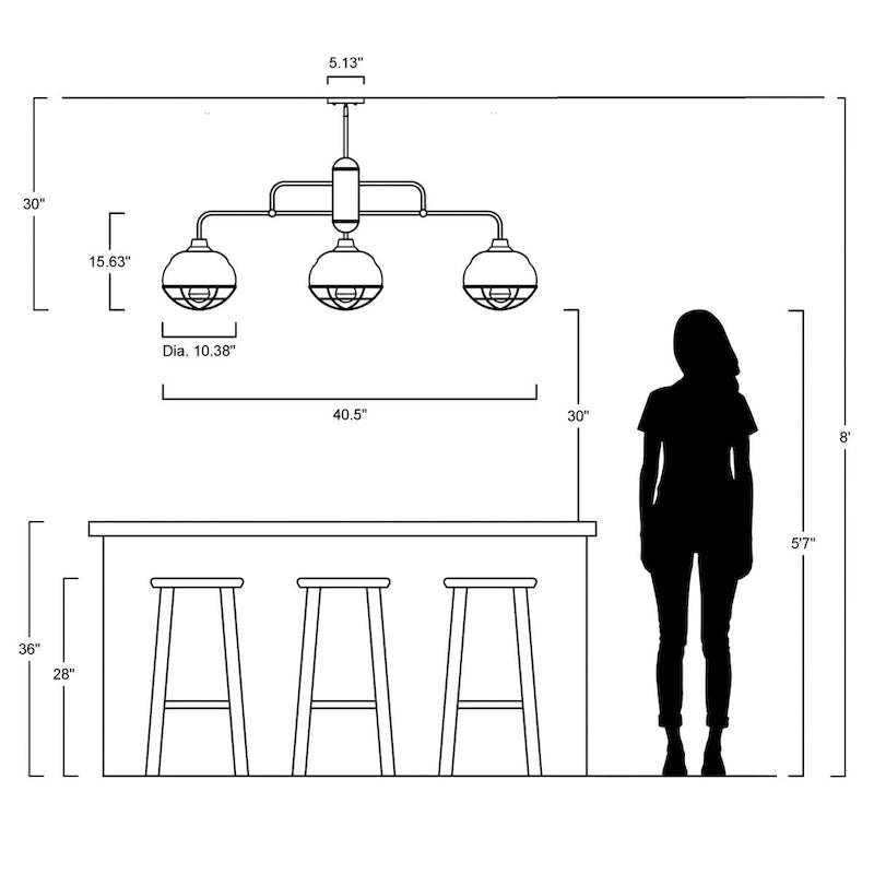 Suspension LED Cora 10.38 à 1 lumière, style industriel, en fer, finition bronze huilé, par JONATHAN Y