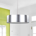 Suspension DEXTER à tige argentée, 3 lumières, plafonnier moderne pour cuisine - Aluminium