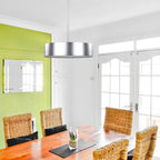 Suspension DEXTER à tige argentée, 3 lumières, plafonnier moderne pour cuisine - Aluminium