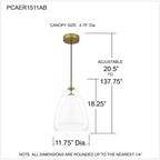 Suspension Aero 1 lumière en laiton vieilli