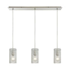Elk Home Ice Fragments Satin Nickel With Clear Glass 3 Light Pendant