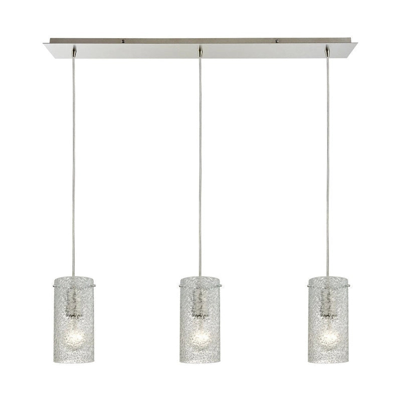 Elk Home Ice Fragments Satin Nickel With Clear Glass 3 Light Pendant