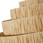 Suspension de cuisine à 5 lumières et plusieurs niveaux, style ferme, couleur or, avec abat-jour en papier tissé.