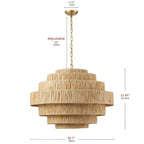 Suspension de cuisine à 5 lumières et plusieurs niveaux, style ferme, couleur or, avec abat-jour en papier tissé.
