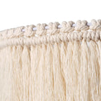 Lustre bohème beige à une lumière avec pompon en coton, design fait main, 40 cm de diamètre.