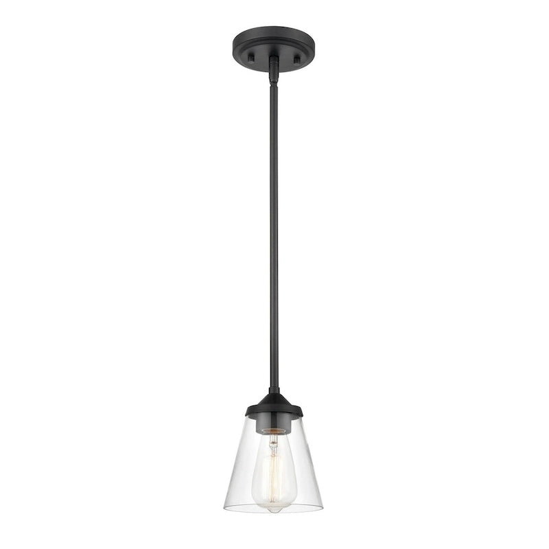 Suspension Josleen de Millennium Lighting, disponible en plusieurs finitions avec abat-jour en verre transparent