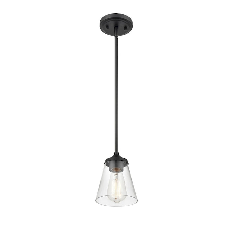 Suspension Josleen de Millennium Lighting, disponible en plusieurs finitions avec abat-jour en verre transparent