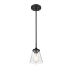 Suspension Josleen de Millennium Lighting, disponible en plusieurs finitions avec abat-jour en verre transparent