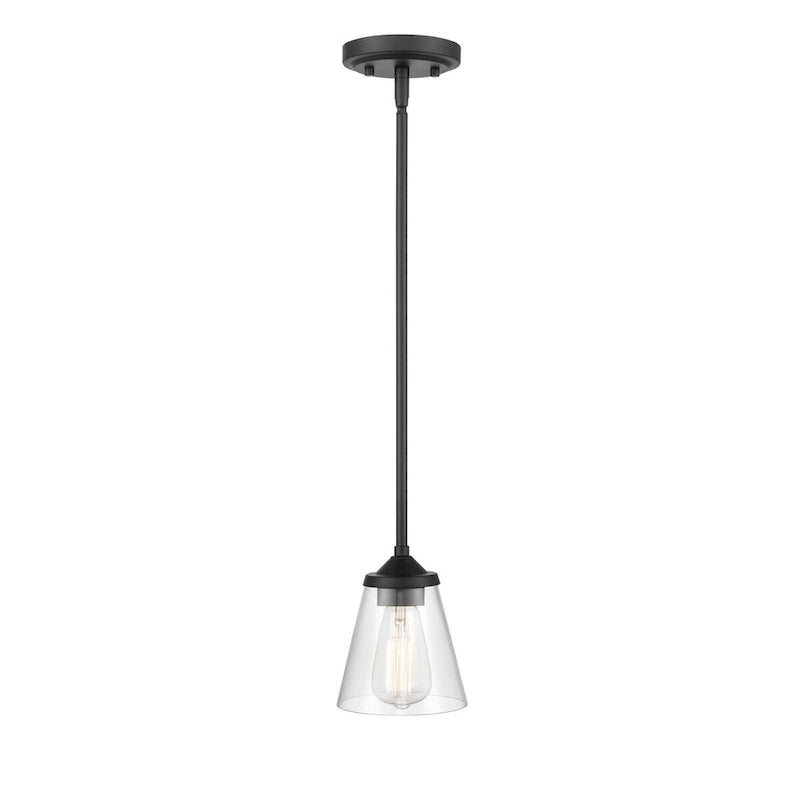 Suspension Josleen de Millennium Lighting, disponible en plusieurs finitions avec abat-jour en verre transparent