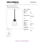 Suspension Josleen de Millennium Lighting, disponible en plusieurs finitions avec abat-jour en verre transparent