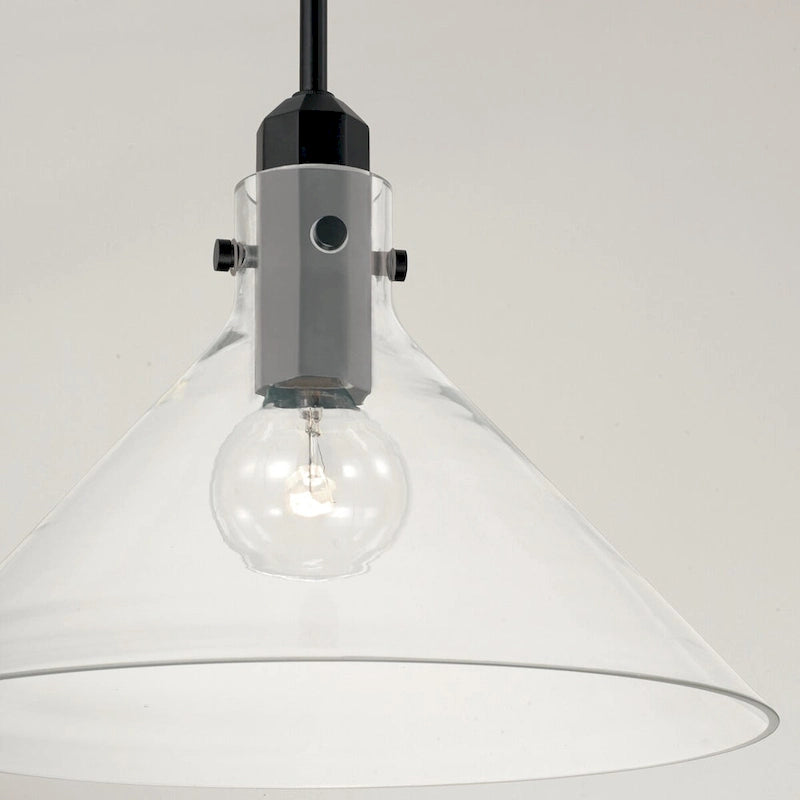 Suspension Greer à une lumière avec verre transparent