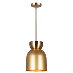 AUREA 60-Watt 1 Light Gold Mid Century Modern Pendant with Gold Metal Shade