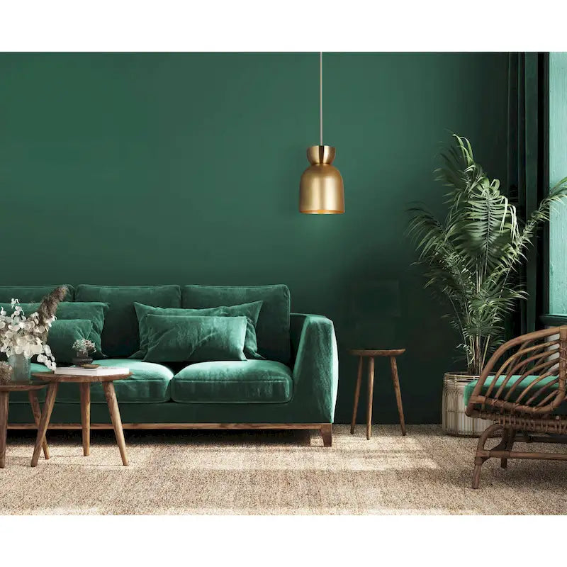 Suspension AUREA 60 watts, 1 lumière, dorée, style moderne du milieu du siècle, avec abat-jour en métal doré