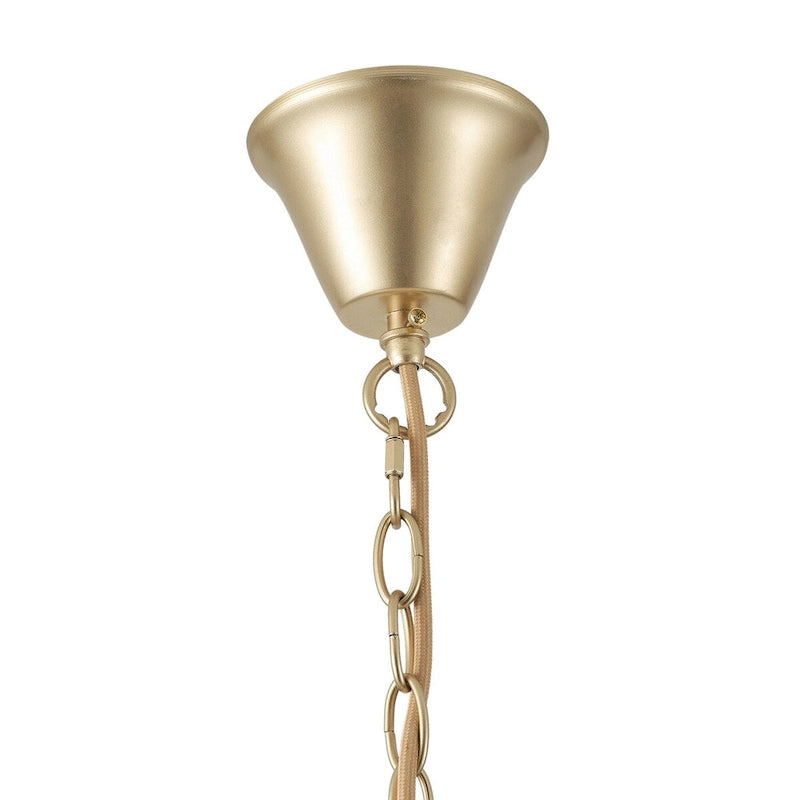 Suspension industrielle dorée à 4 lumières avec structure géométrique en métal