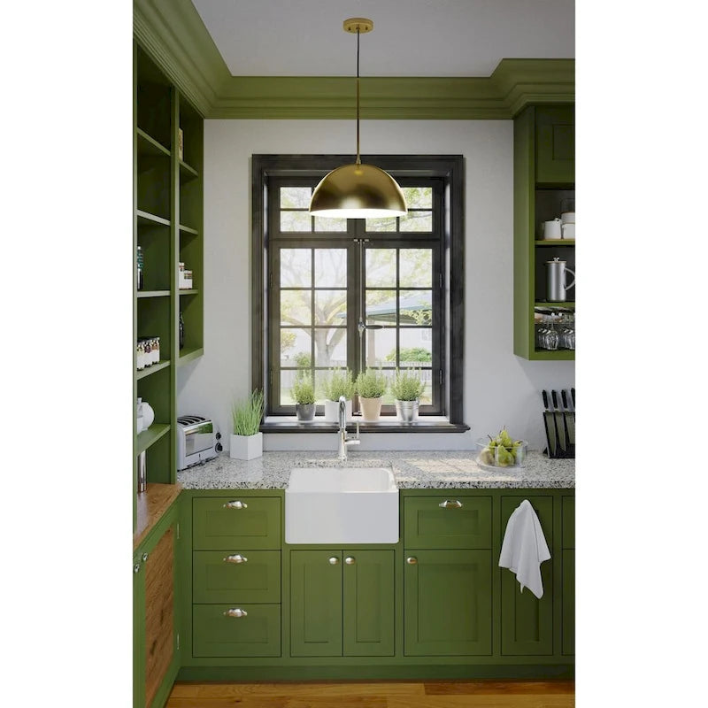 Suspension moderne du milieu du siècle à une lumière, finition or brossé, collection Perimeter - 40 cm x 40 cm x 22 cm