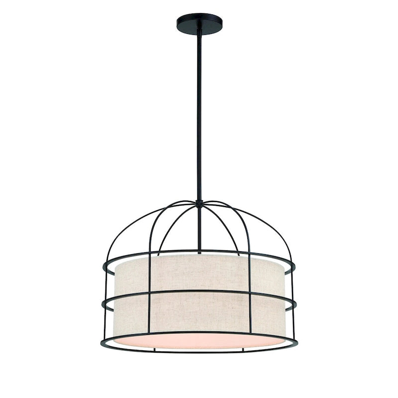 Suspension Lavery Gateway Park Coal avec lin couleur avoine, 5 lumières