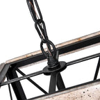 Suspension lanterne carrée en bois vieilli à une lumière, style ferme.