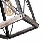 Suspension lanterne carrée en bois vieilli à une lumière, style ferme.