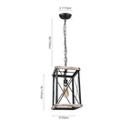 Suspension lanterne carrée en bois vieilli à une lumière, style ferme.