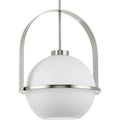 Delayne Collection One-Light Mid-Century Modern Brushed Nickel Etched Opal Glass Pendant Light - 16.12 in x 16.12 in x 21.62 in