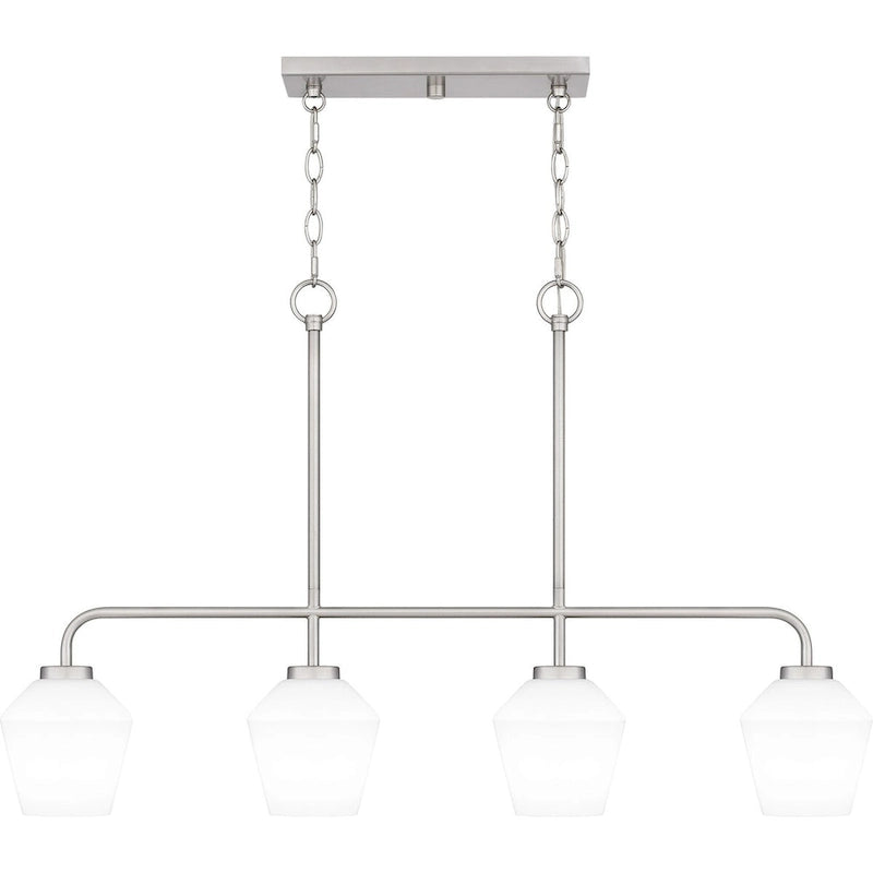 Luminaire îlot Nielson à 4 lumières en nickel brossé