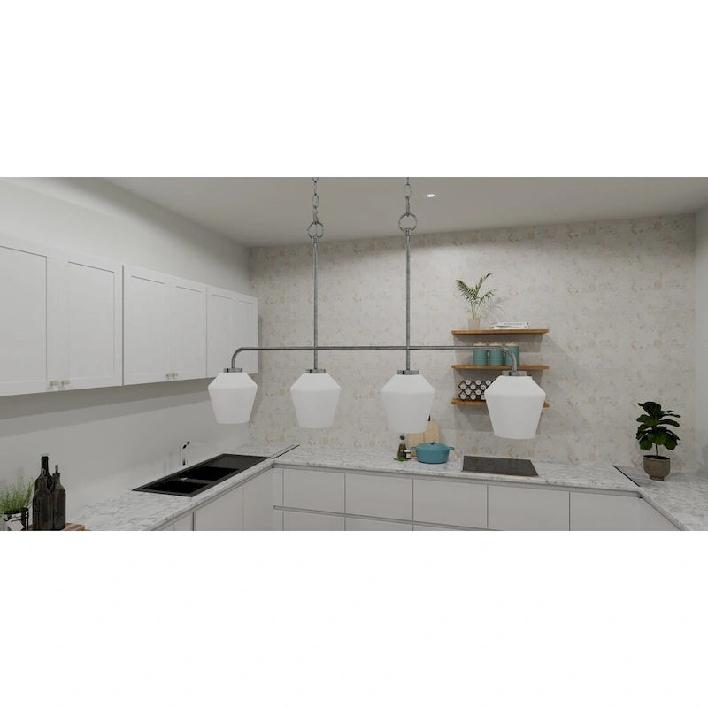 Luminaire îlot Nielson à 4 lumières en nickel brossé