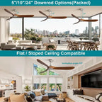 Ventilateur de plafond moderne d'intérieur de 60 pouces avec télécommande à 6 vitesses et 3 pales en bois massif pour salon