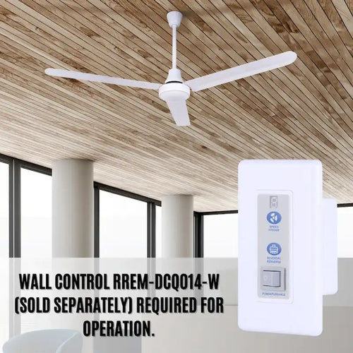 Ventilateur de plafond industriel blanc de 48 pouces avec moteur CC pour salles de sport, écoles et ateliers