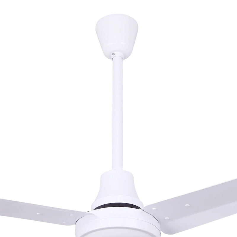 Ventilateur de plafond industriel blanc de 48 pouces avec moteur CC pour salles de sport, écoles et ateliers