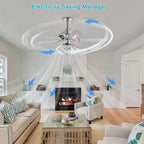 Ventilateur de plafond 52" à double pale en bois et cristal avec télécommande